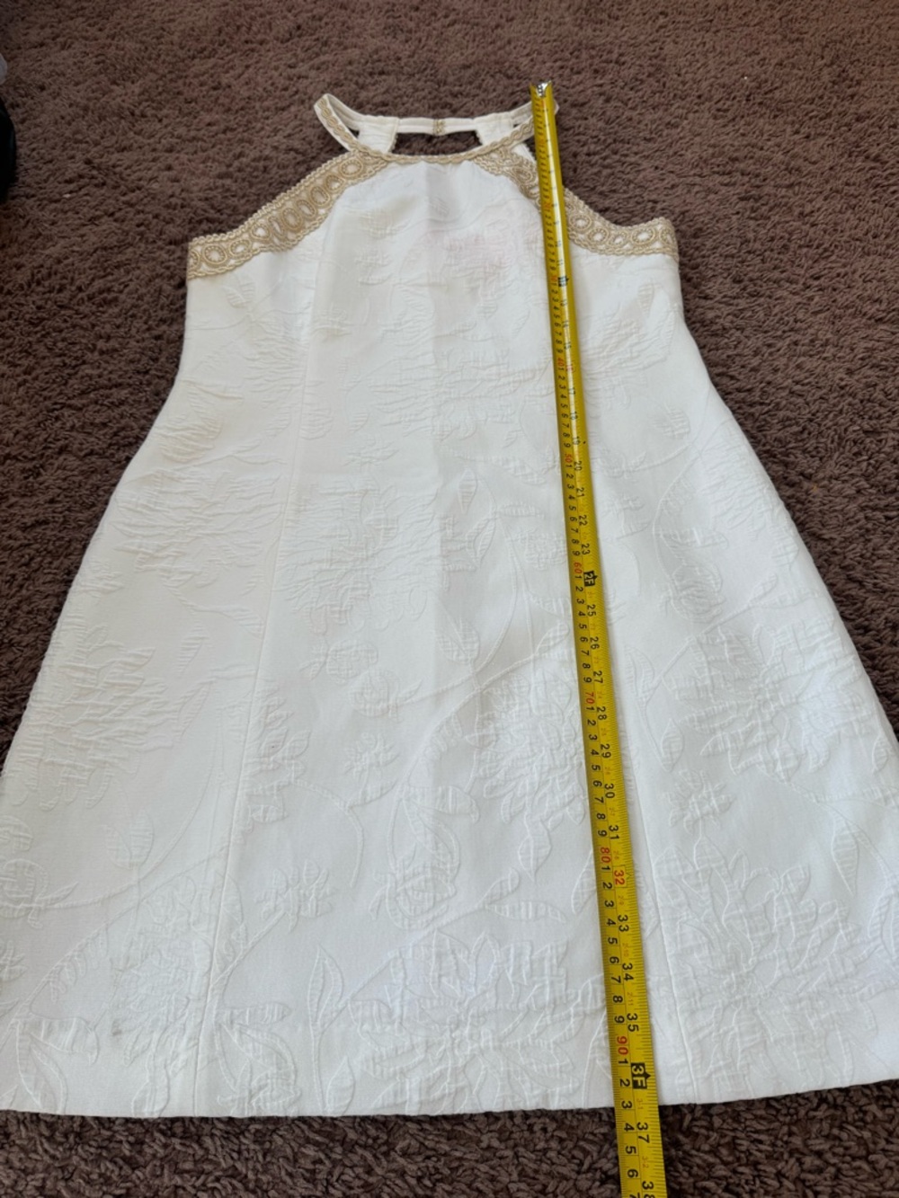 Lilly Pulitzer White Gold Caliente Jacquard Pearl Stretch Sheath Dress 12 $198 - Picture 10 of 14